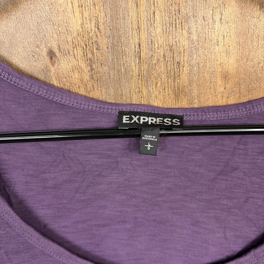 Express Womens Shirt Purple Cold Shoulder Flared Sleeve Modal Scoop Neck Large - Picture 5 of 11